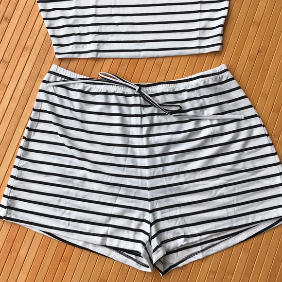 NWT Striped Crop Cami Top & Tie Waist Shorts Set - Picture 8 of 10